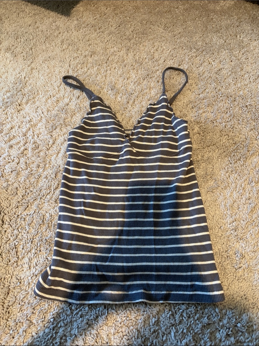 Brandy Melville Gray & White Striped Ribbed Cami Tank